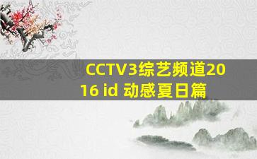 CCTV3综艺频道2016 id 动感夏日篇